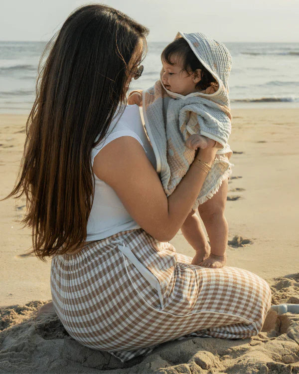 Choo-Choo Train Gauze Hooded Poncho