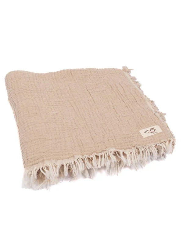 Little Fishies Gauze Receiving Blanket - Beige