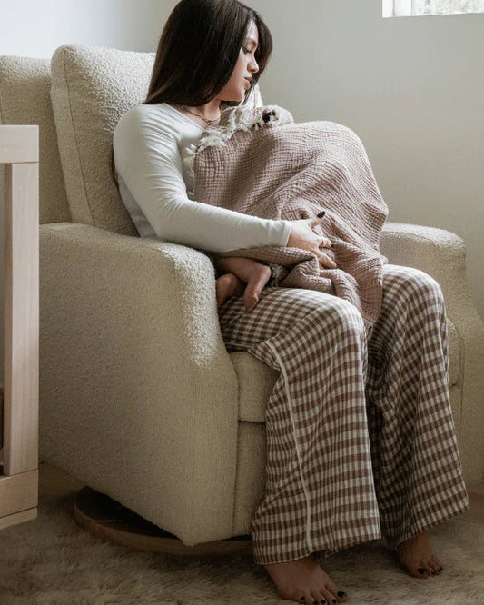 Little Fishies Gauze Receiving Blanket - Warm Taupe