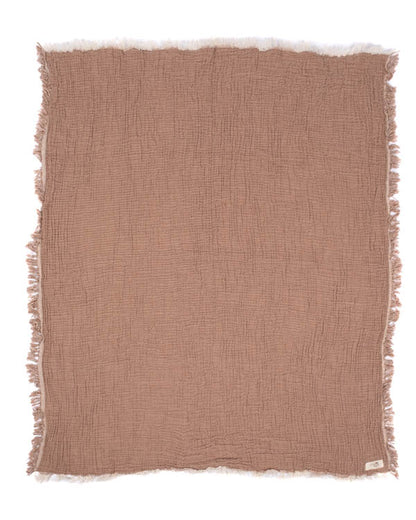 Little Fishies Gauze Receiving Blanket - Warm Taupe