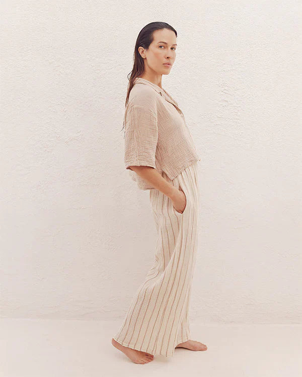 Sagar Gauze Crop Shirt - Pant Set