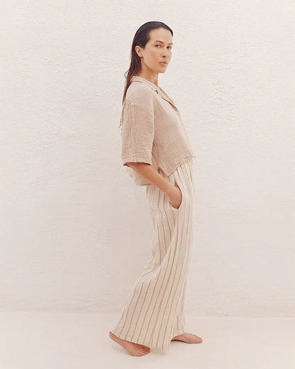 Sagar Gauze Crop Shirt - Pant Set