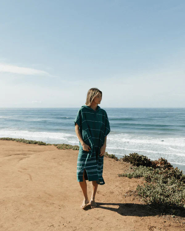 Classic Stripe Hooded Poncho - Rain Forest