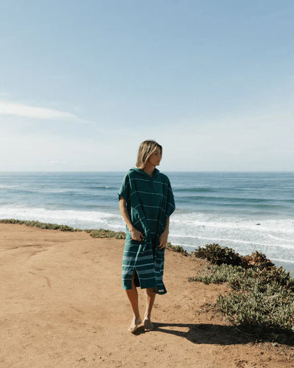 Classic Stripe Hooded Poncho - Rain Forest
