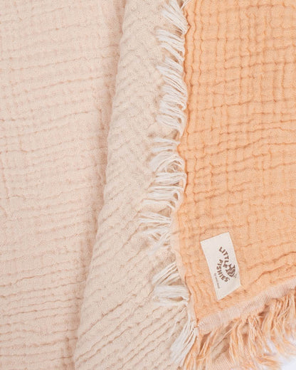 Little Fishies Gauze Receiving Blanket - Peach Fuzz