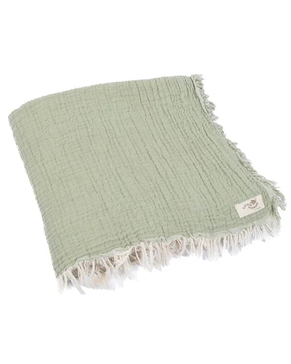 Little Fishies Gauze Receiving Blanket - Sage