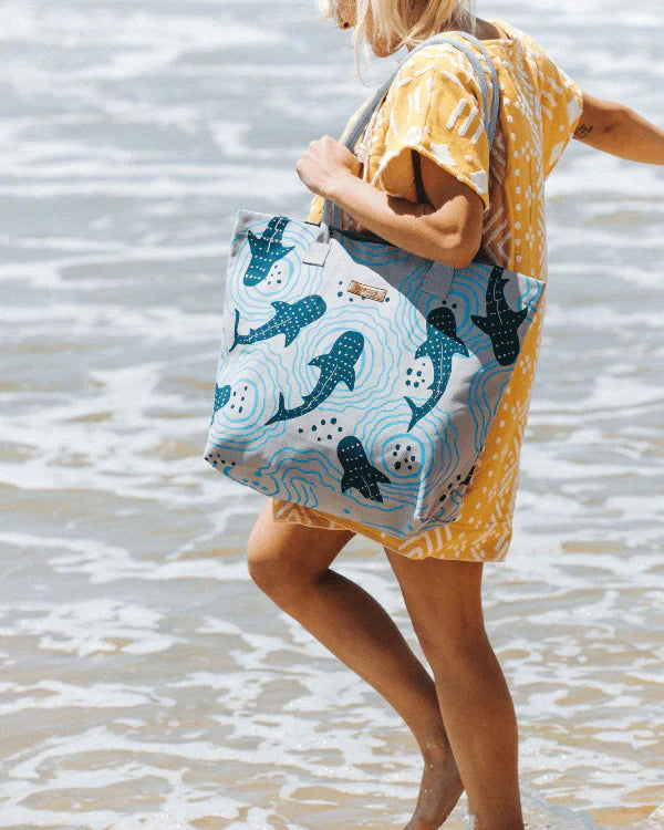Shark Ripples Beach Tote