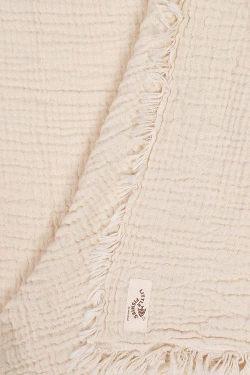 Little Fishies Gauze Receiving Blanket - Natural