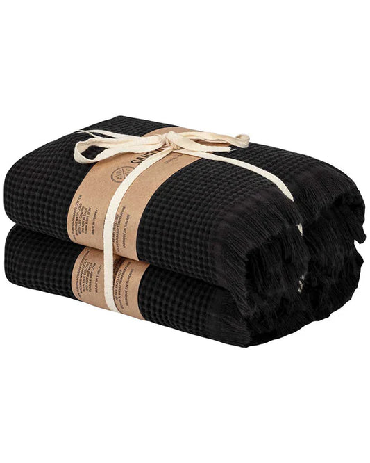 Micro Waffle XL Bath Bundle - 2 Pack - Black