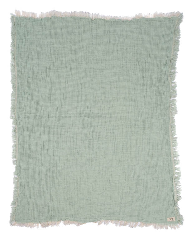 Little Fishies Gauze Receiving Blanket - Seafoam