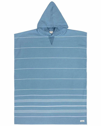 Classic Stripe Hooded Poncho Slate Blue