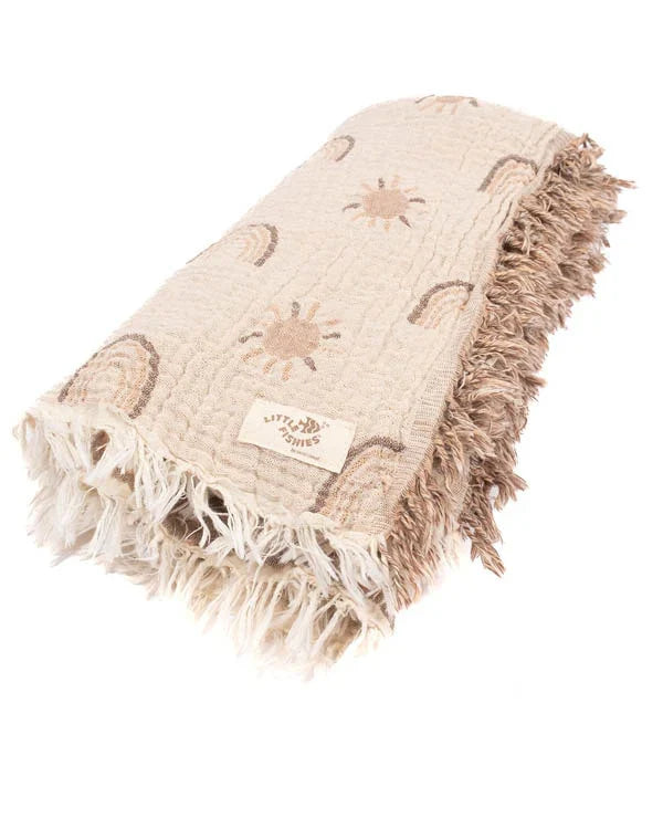 Rainbow Gauze Receiving Blanket Single with Pouch