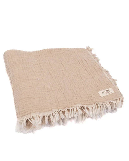 Little Fishies Gauze Receiving Blanket - Beige