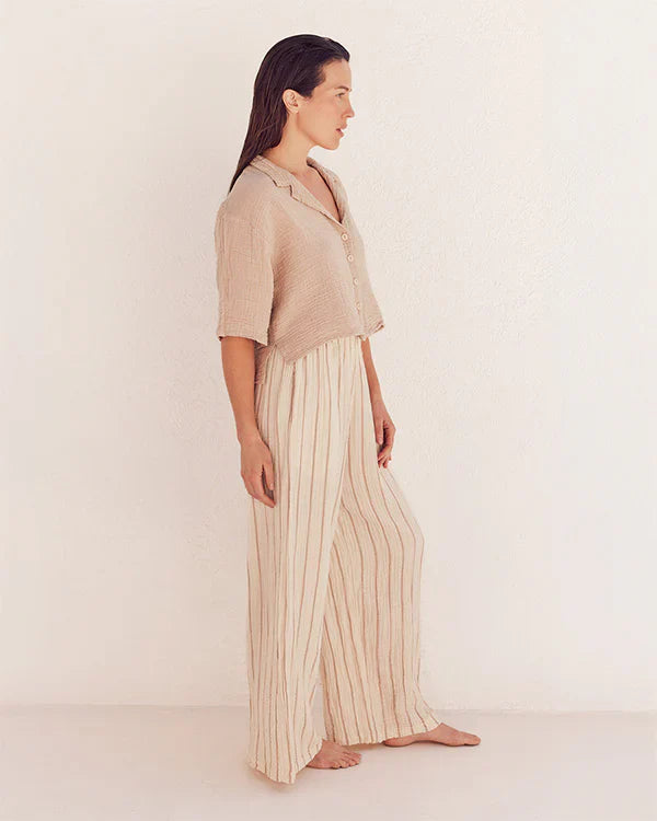 Sagar Gauze Crop Shirt - Pant Set