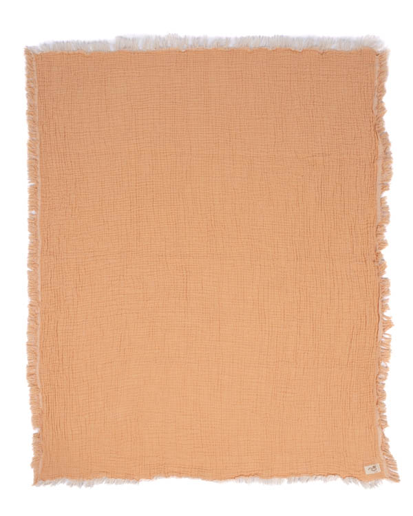 Little Fishies Gauze Receiving Blanket - Peach Fuzz