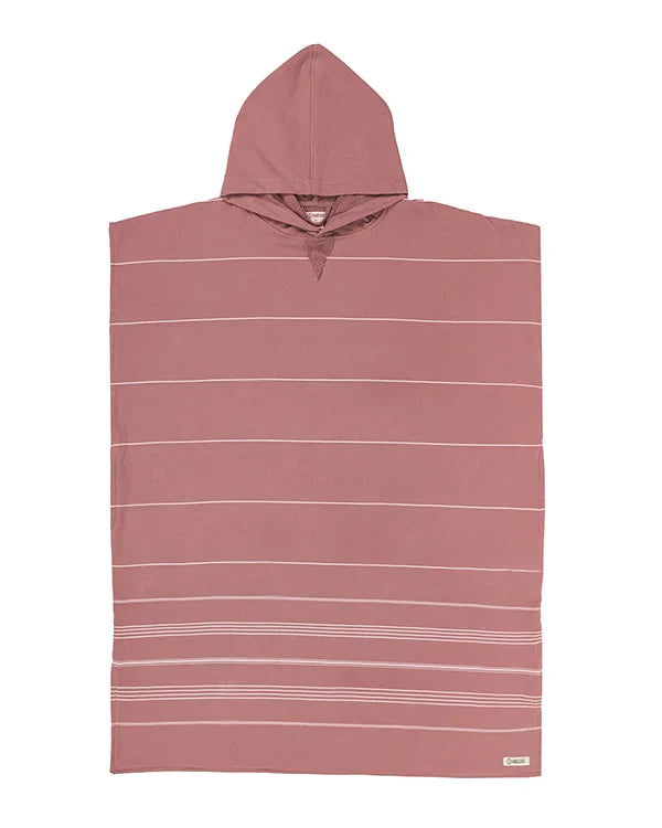 Classic Stripe Hooded Poncho - Withered Rose