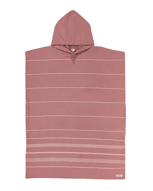 Classic Stripe Hooded Poncho - Withered Rose