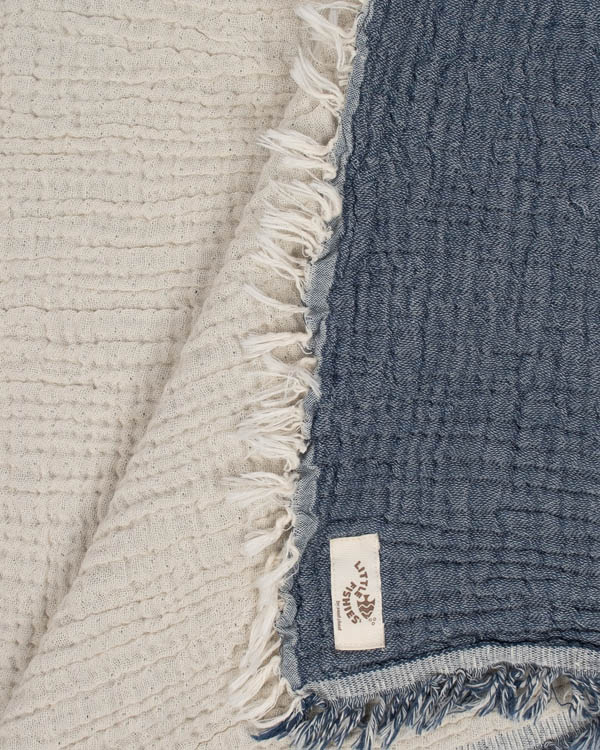 Little Fishies Gauze Receiving Blanket - Navy