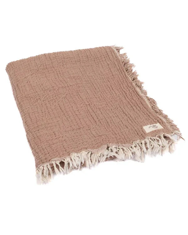 Little Fishies Gauze Receiving Blanket - Warm Taupe