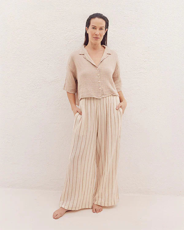 Sagar Gauze Crop Shirt - Pant Set