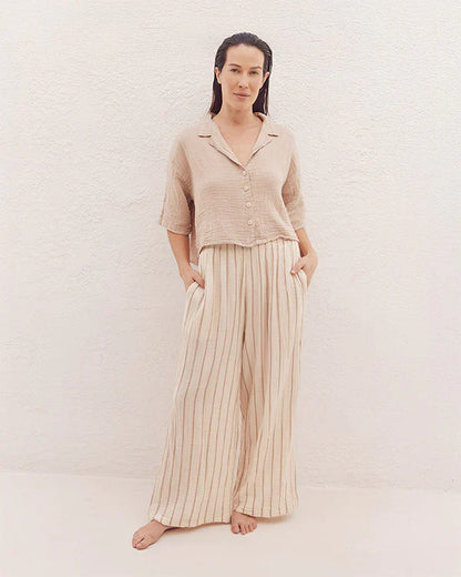 Sagar Gauze Crop Shirt - Pant Set