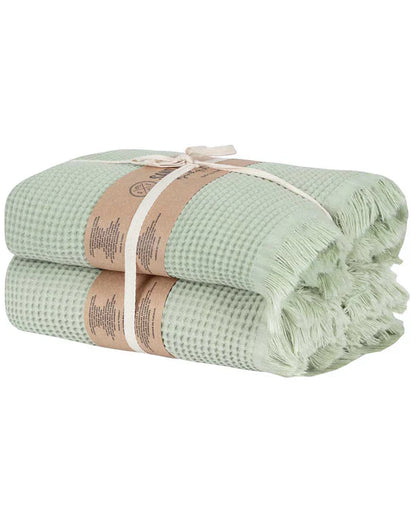Micro Waffle XL Bath Bundle - 2 Pack - Sage
