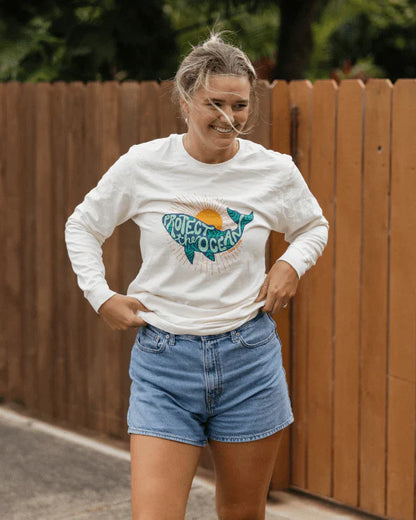 Protect The Ocean Whale LS Tee - Gardenia