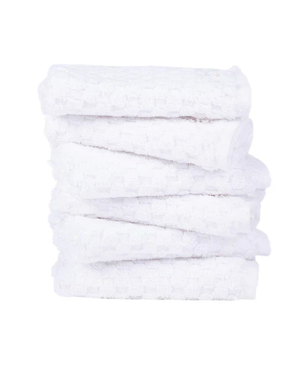 Atom Washcloth Bath Bundle - White - 6 Pack