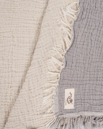 Little Fishies Gauze Receiving Blanket - Grey