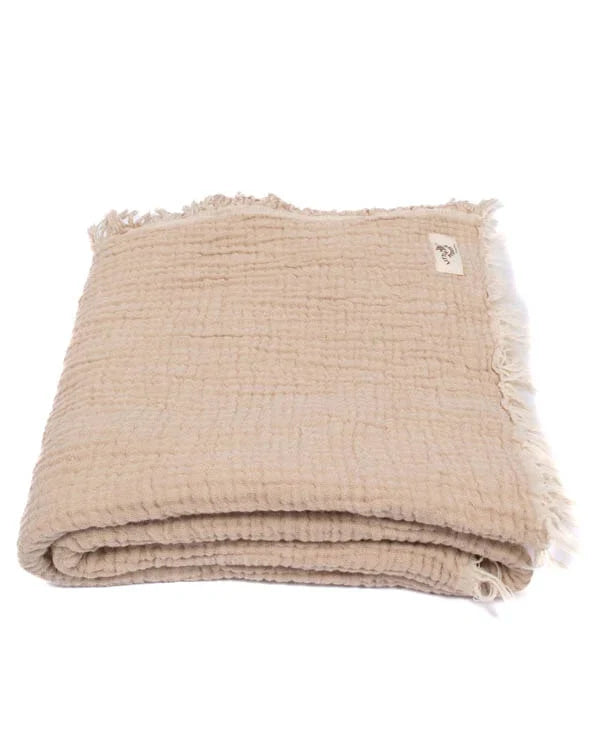 Little Fishies Gauze Receiving Blanket - Beige