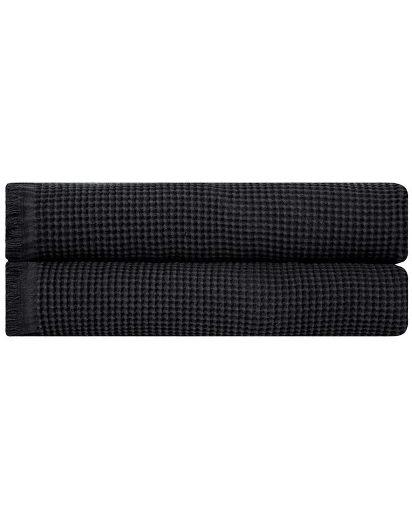 Micro Waffle XL Bath Bundle - 2 Pack - Black