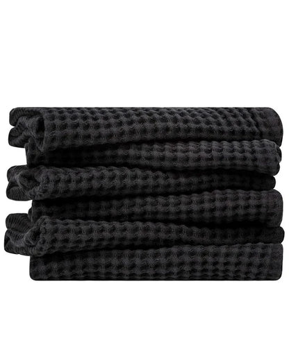 Micro Waffle Bath Washcloth Bundle - 6 Pack - Black
