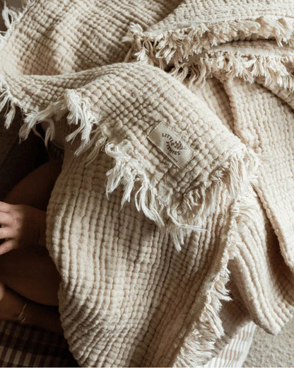 Little Fishies Gauze Receiving Blanket - Beige
