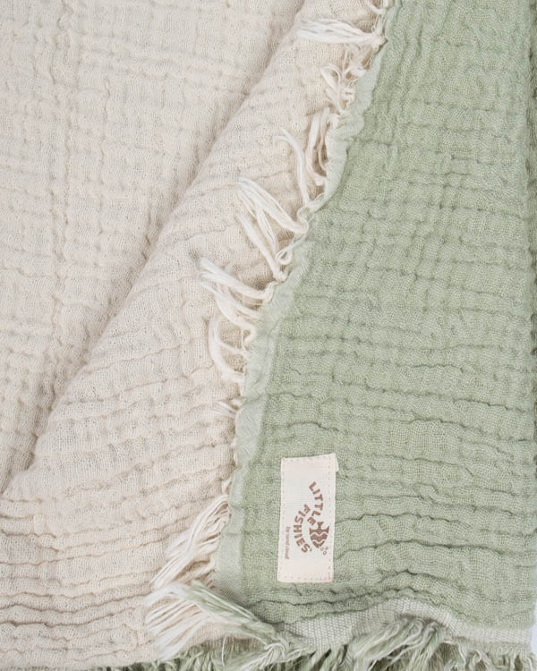 Little Fishies Gauze Receiving Blanket - Sage