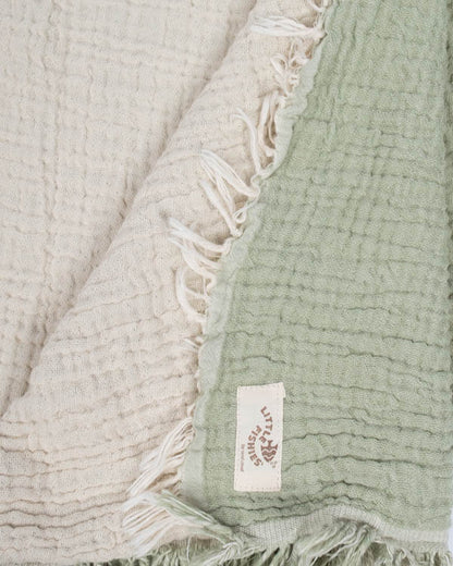Little Fishies Gauze Receiving Blanket - Sage