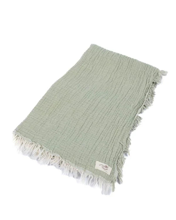 Little Fishies Gauze Receiving Blanket - Sage