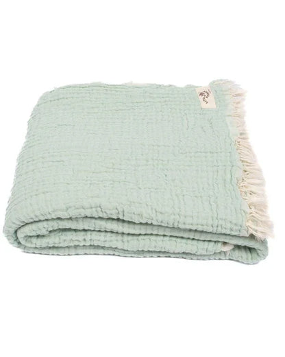 Little Fishies Gauze Receiving Blanket - Seafoam
