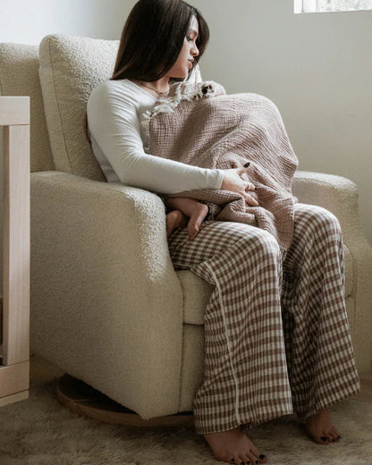 Little Fishies Gauze Receiving Blanket - Warm Taupe